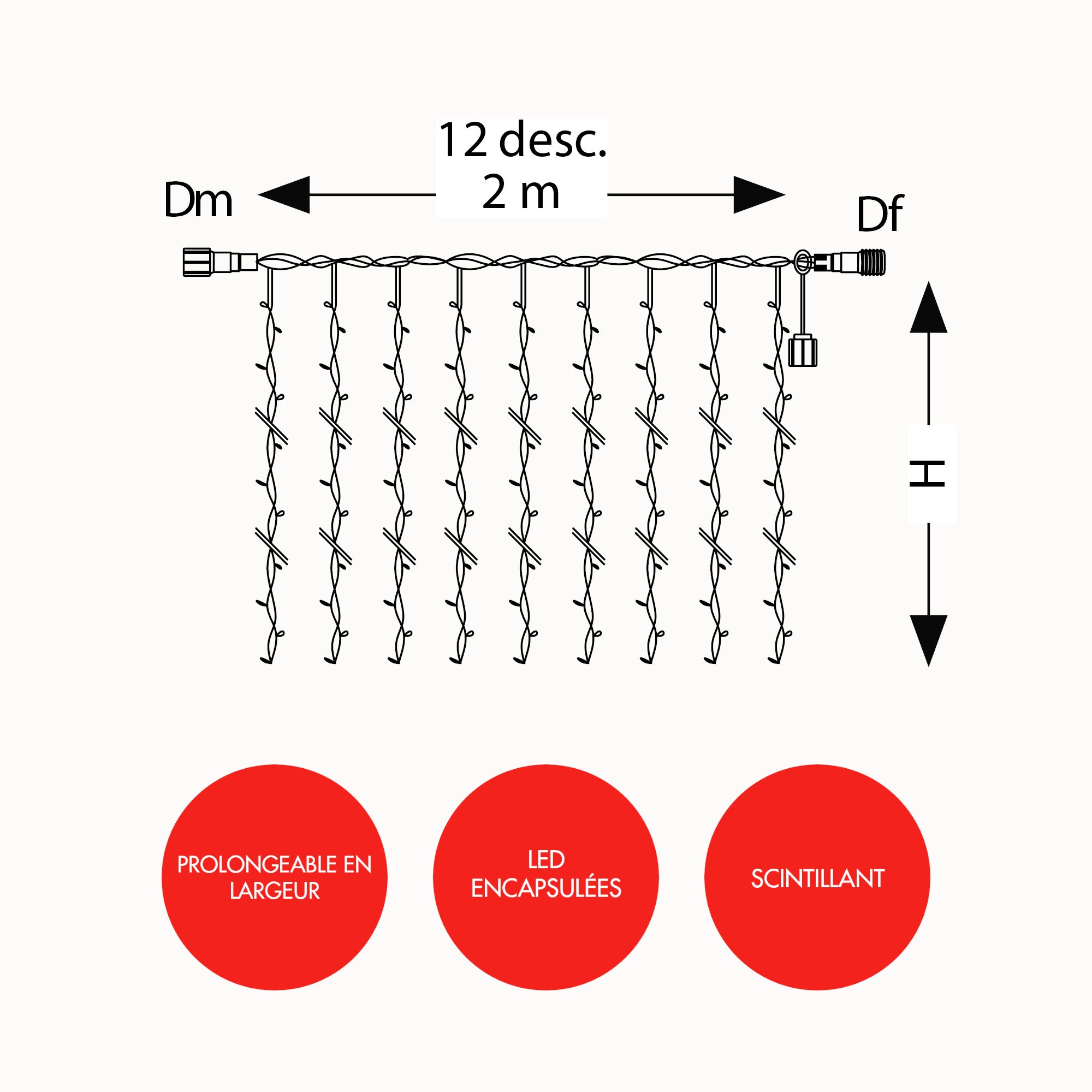 Rideau scintillant H0,5 x L2m - 24V